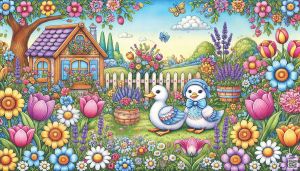 Counted Cross Stitch- Cute Little Ducks With Blue Bows - Full Coverage Digital Download PDF Format