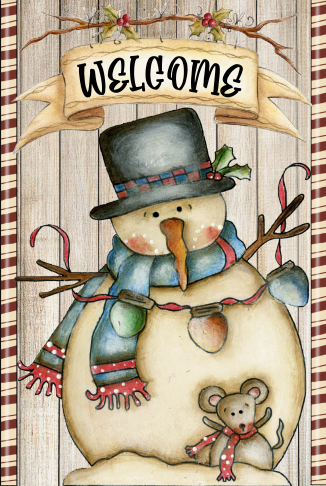 Counted Cross Stitch - Welcome Snowman And Mouse Flag - Digital Download PDF File Charlie's Official Store