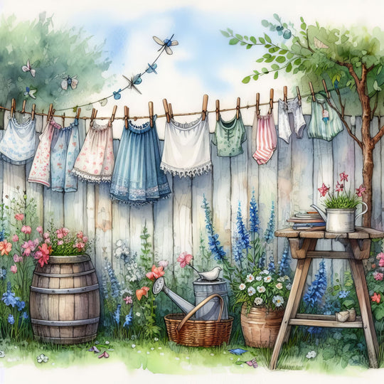 Counted Cross Stitch - Summer Washday #2 - Digital Download PDF File Charlie's Official Store