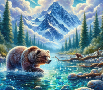 Counted Cross Stitch - Bear In Tranquil River - Digital Download PDF download file (Copy) Charlie's Official Store