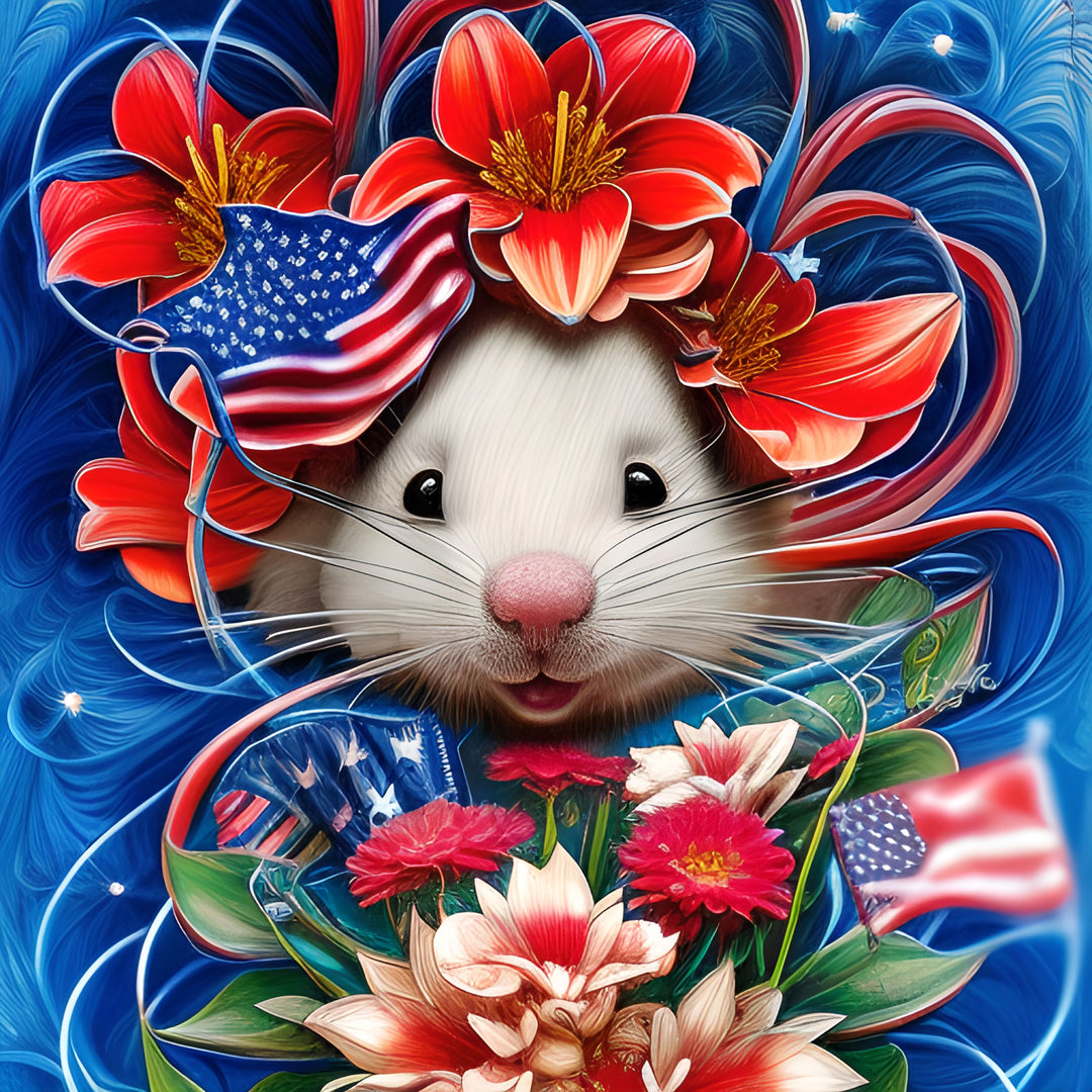 Patriotic Mouse Counted Cross-Stitch Digital Download - Charlie's Diamond Painting