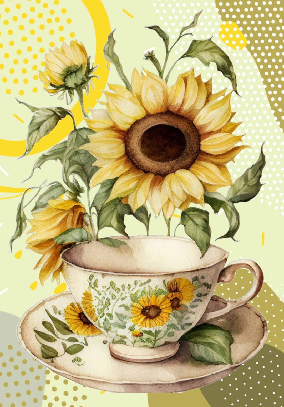 Sunflowers In Teacup Counted Cross Stitch Digital Download - Charlie's Diamond Painting