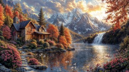 Counted Cross Stitch - Beautiful Autumn Scenery - Digital Downlod PDF Charlie's Official Store