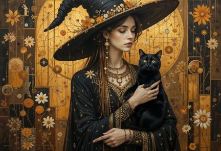 Counted Cross Stitch - Witch's Cat - Digital Download PDF File (Copy) Charlie's Official Store