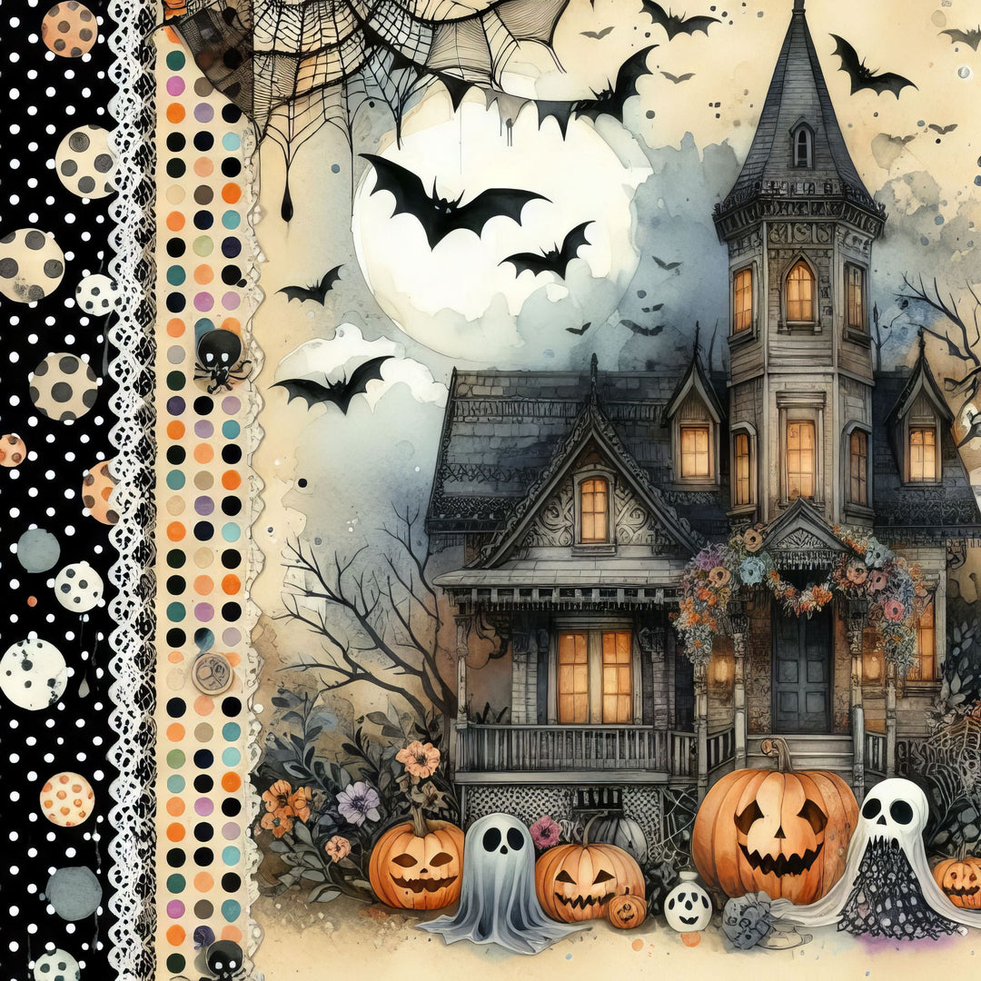 Counted Cross Stitch - Halloween Calico Haunted House #9 - Digital Download PDF download file Charlie's Official Store
