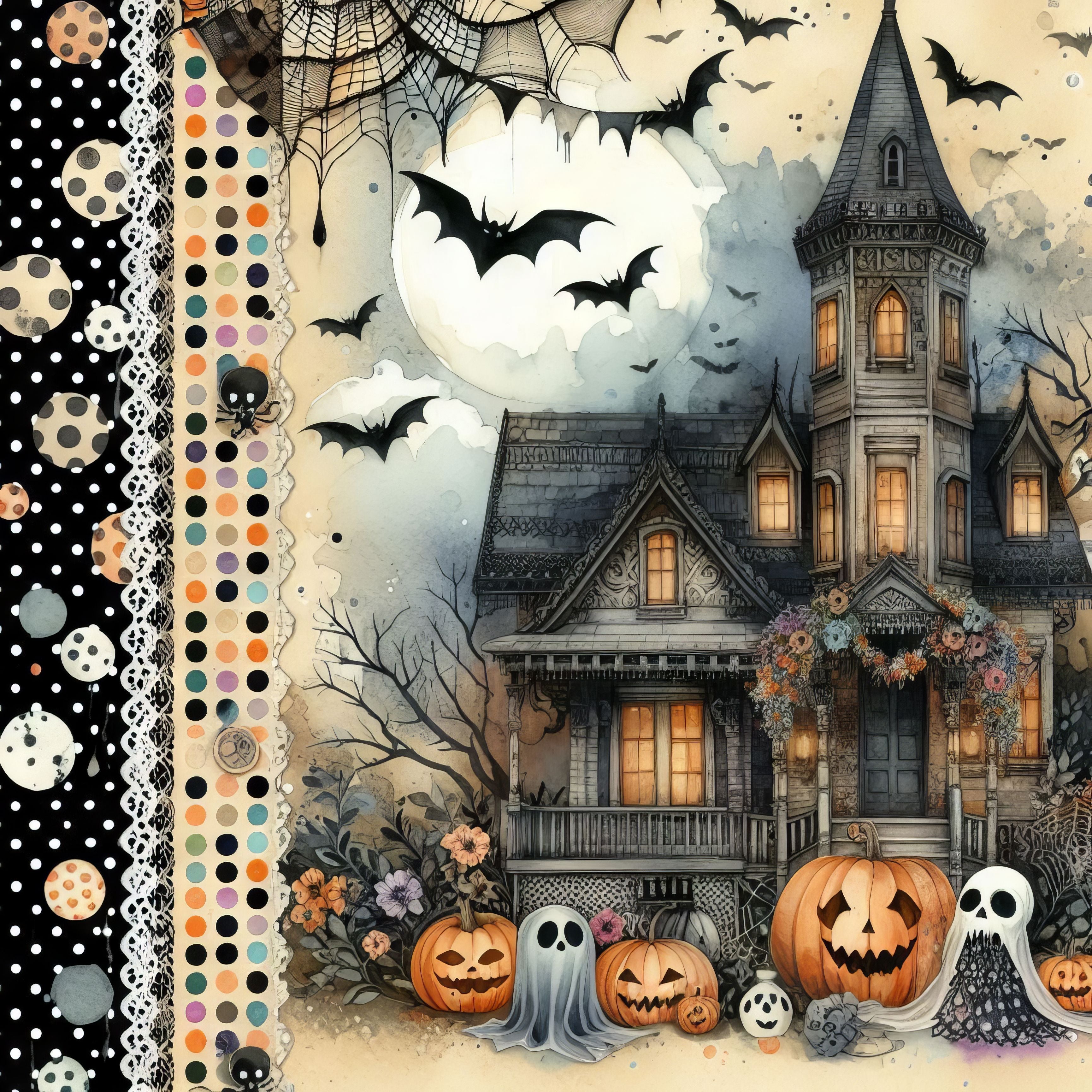 Counted Cross Stitch - Halloween Calico Haunted House #9 - Digital Download PDF download file Charlie's Official Store