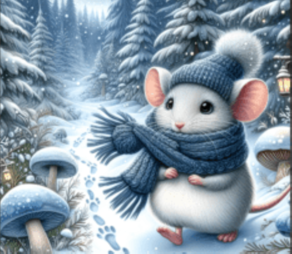 Counted Cross Stitch - Snowy White Forest Mouse - Digital Download PDF File (Copy) Charlie's Official Store