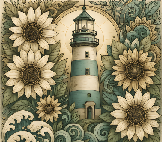 Counted Cross Stitch - Sunflower Lighthouse - Digital Download PDF File Charlie's Official Store