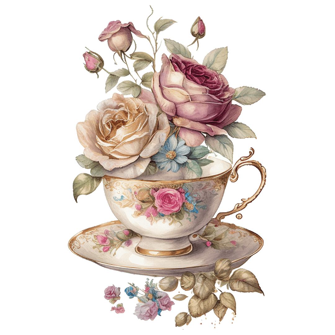 Roses In Teacup Counted Cross Stitch Digital Download - Charlie's Diamond Painting