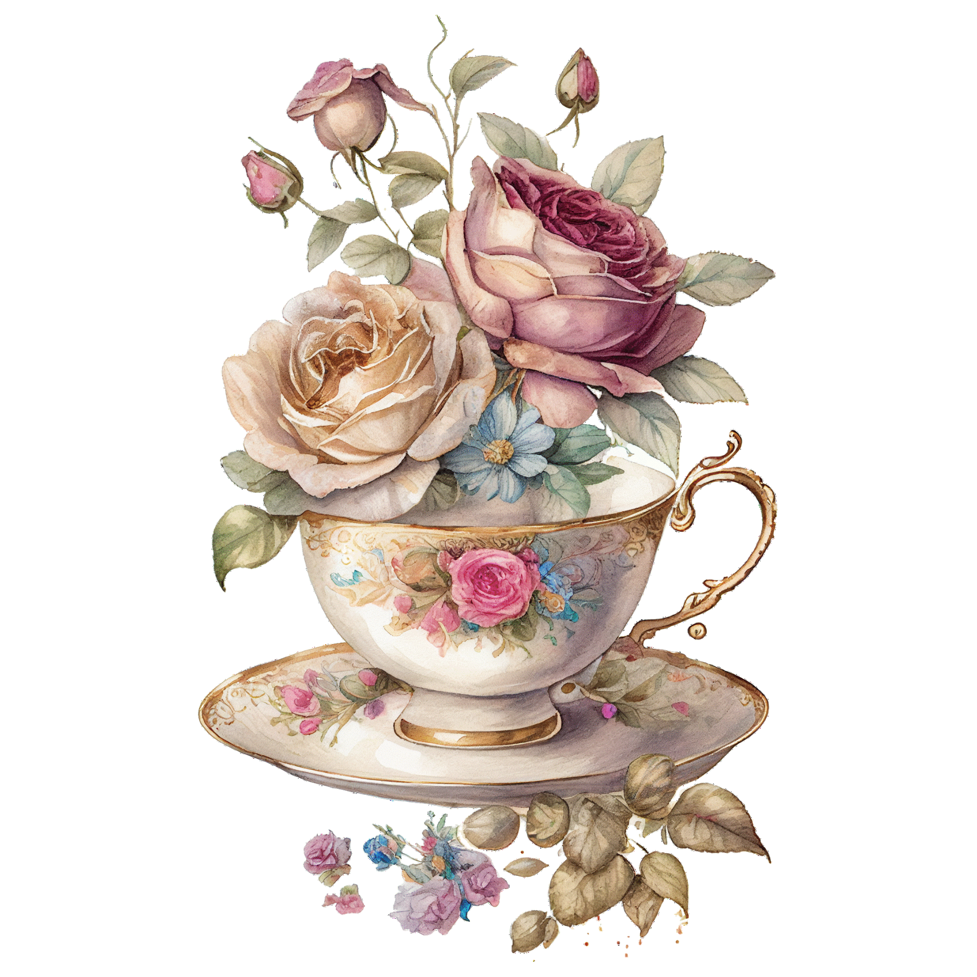 Roses In Teacup Counted Cross Stitch Digital Download - Charlie's Diamond Painting