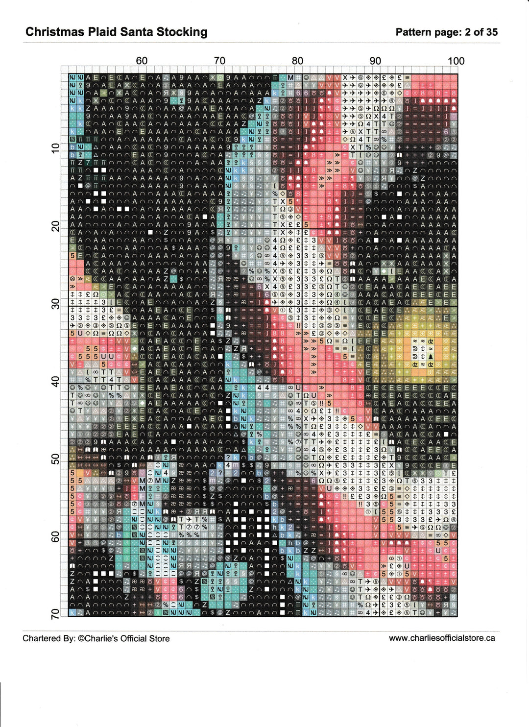 Counted Cross Stitch Christmas Plaid Santa Stocking Digital Download PDF File (Copy) Charlie's Official Store