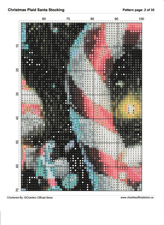 Counted Cross Stitch Christmas Plaid Santa Stocking Digital Download PDF File (Copy) Charlie's Official Store