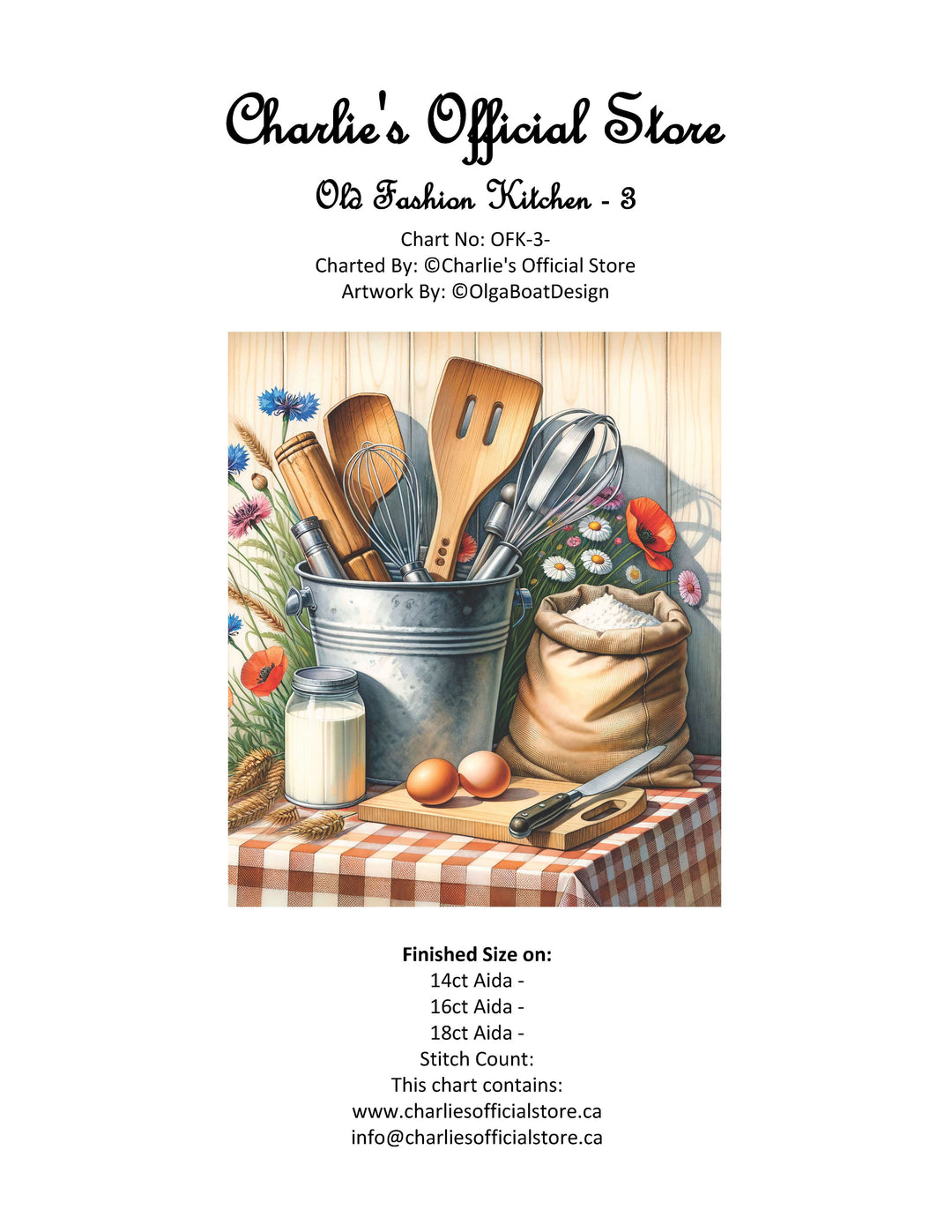 Counted Cross Stitch Old Fashion Kitchen - 3 Digital Download PDF Files Charlie's Official Store