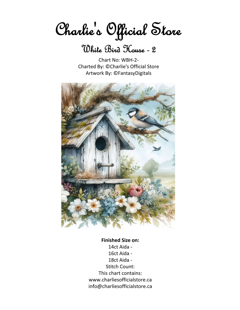 Counted Cross Stitch White Bird House - 2 Digital Download Charlie's Official Store