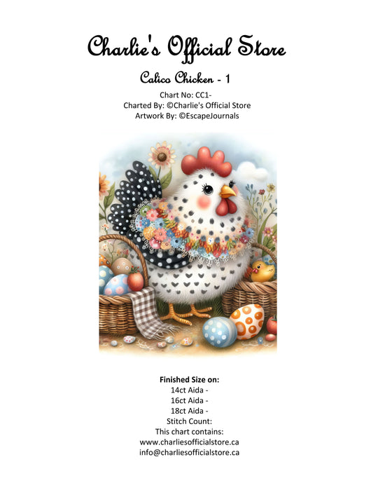 Counted Cross Stitch Calico Chicken - 1 Digital Download Charlie's Official Store