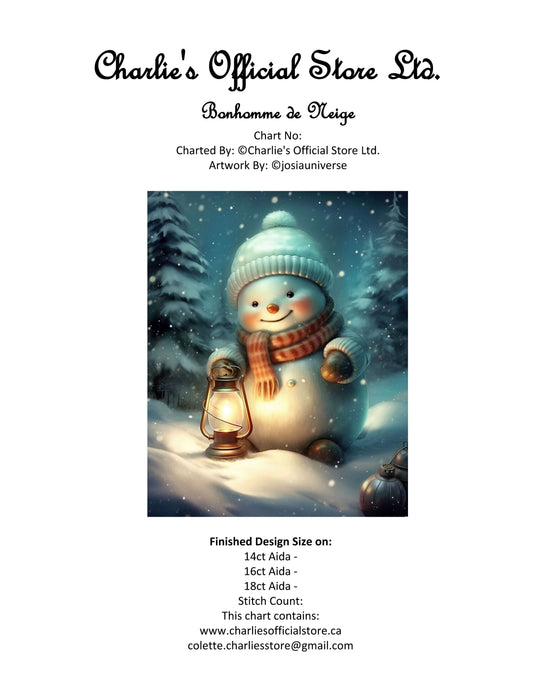 Bonhomme de Neige Counted Cross Stitch Digital Download - Charlie's Diamond Painting