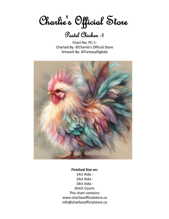 Counted Cross Stitch Pastel Chicken - 1  Digital Download Charlie's Official Store