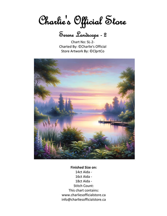 Counted Cross Stitch Serene Landscape - 2 Digital Download Charlie's Official Store