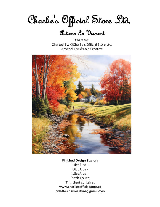 Autumn In Vermont Counted Cross Stitch Digital Download - Charlie's Diamond Painting