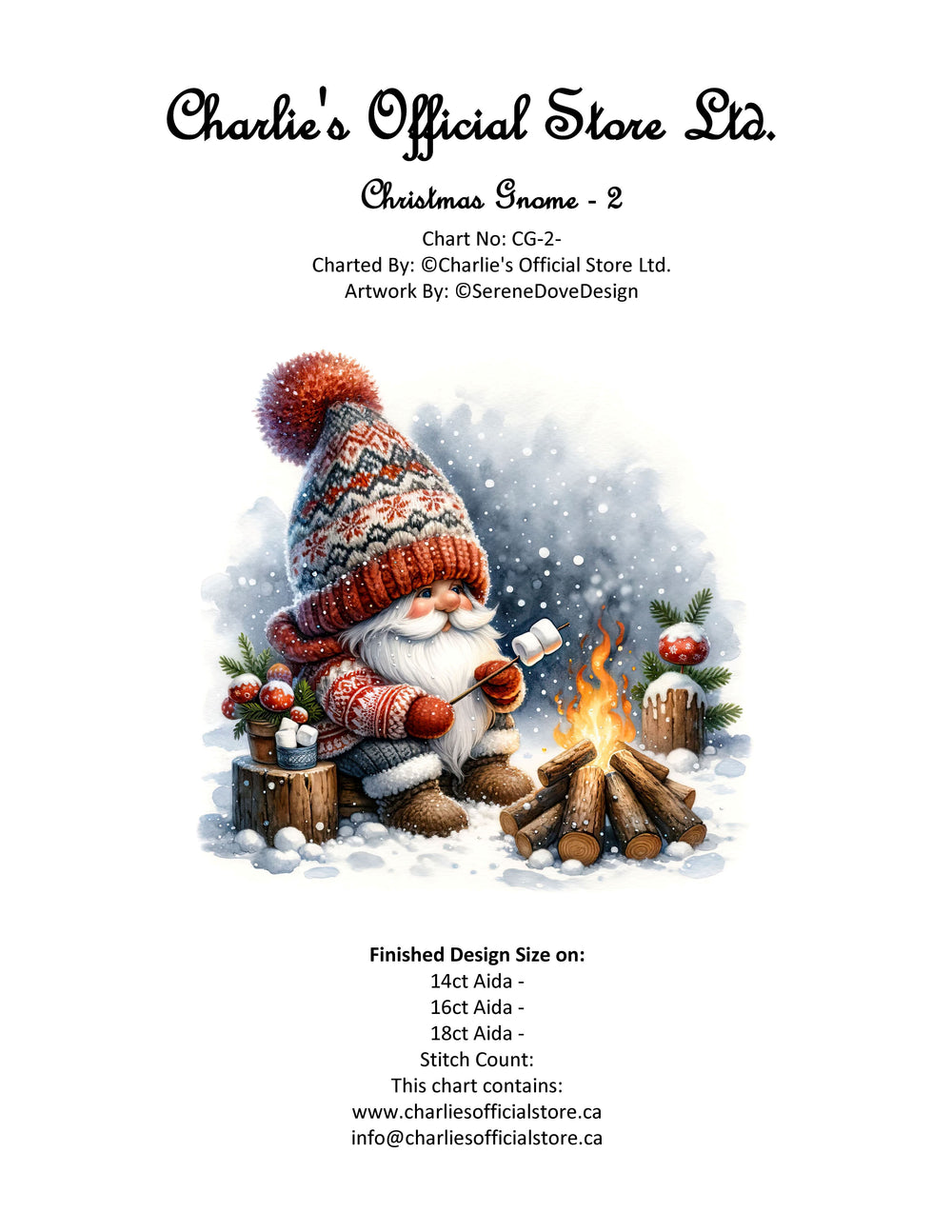 Counted Cross Stitch Christmas Gnome - 2  Digital Download Charlie's Official Store