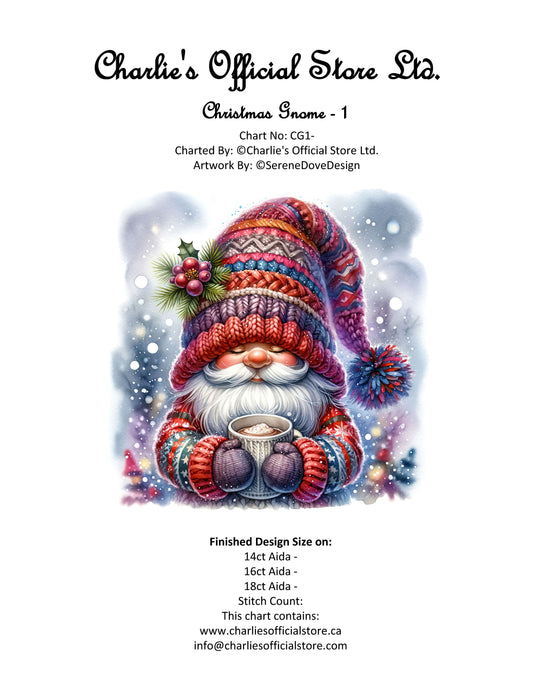 Christmas Gnome - 1 Counted Cross Stitch Digital Download - Charlie's Diamond Painting