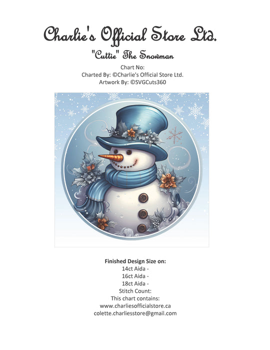 "Cuttie" The Snowman Counted Cross Stitch Digital Download - Charlie's Diamond Painting