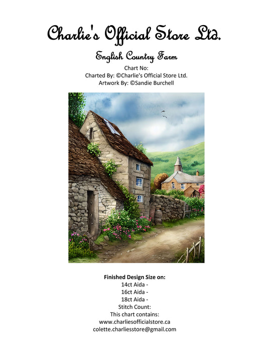 English Country Farm Counted Cross Stitch Digital Download - Charlie's Diamond Painting