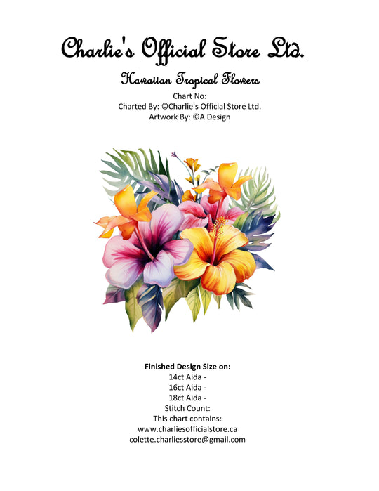 Hawaiian Tropical Flowers Counted Cross Stitch Digital Download - Charlie's Diamond Painting