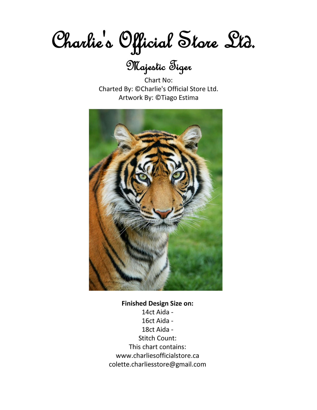 Majestic Tiger Counted Cross Stitch Digital Download - Charlie's Diamond Painting