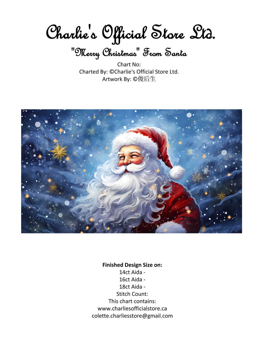 "Merry Christmas" From Santa Counted Cross Stitch Digital Download - Charlie's Diamond Painting