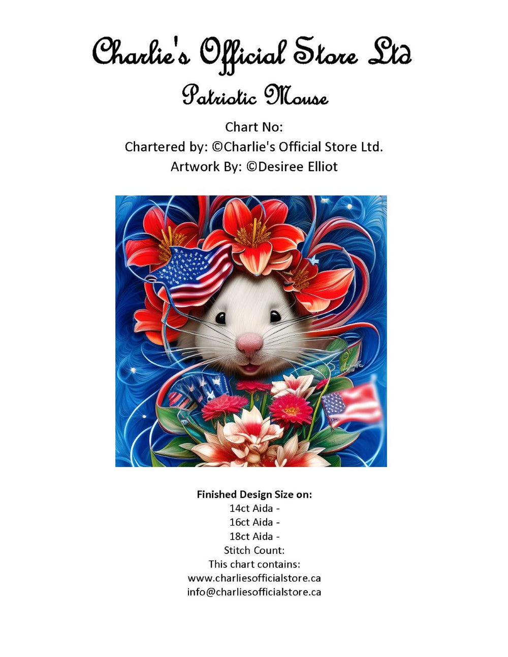 Counted Cross-Stitch Patriotic Mouse Digital Download Charlie's Official Store