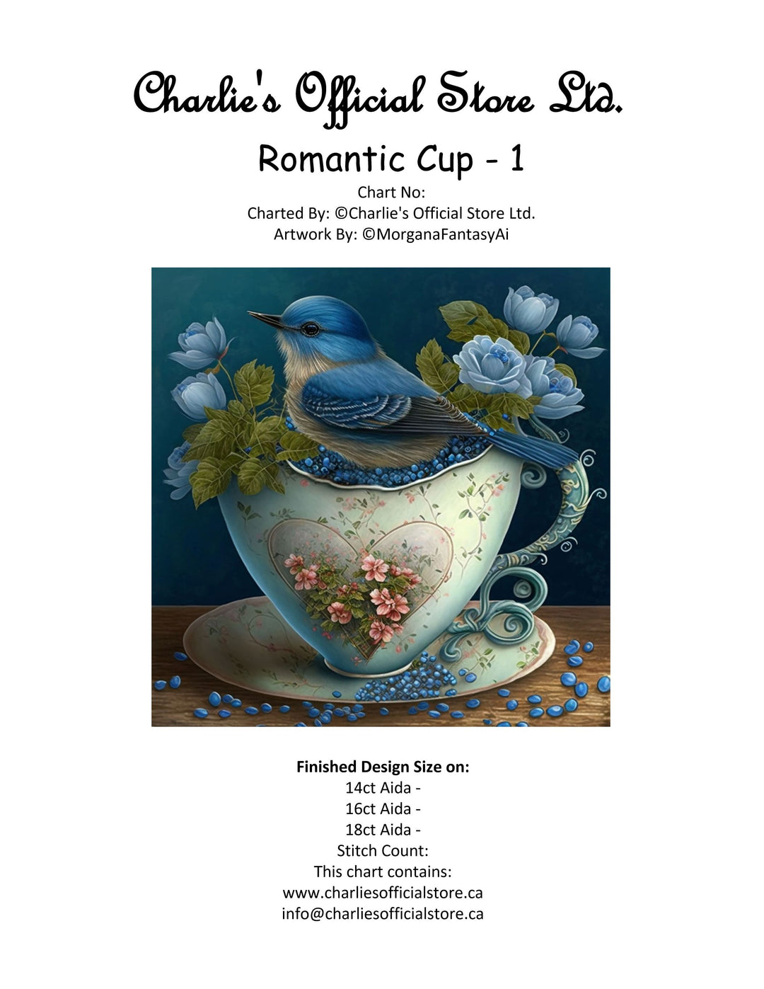 Counted Cross-Stitch Romantic Cup - 1 Digital Download Charlie's Official Store Ltd