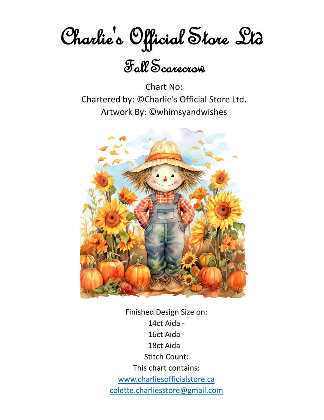 Fall Scarecrow Counted Cross Stitch Digital Download - Charlie's Diamond Painting