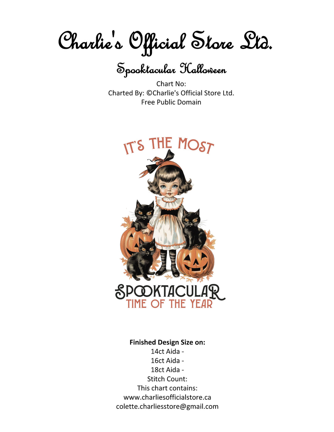 Spooktacular Halloween Counted Cross-Stitch Digital Downloadable Pattern Partial - Charlie's Diamond Painting