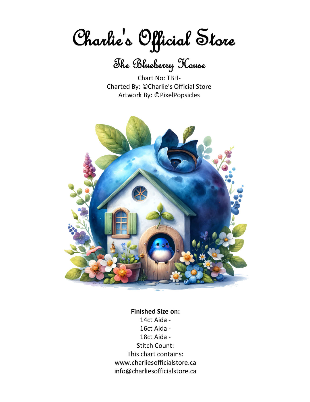 Counted Cross Stitch Partial Blueberry House Digital Download Charlie's Official Store