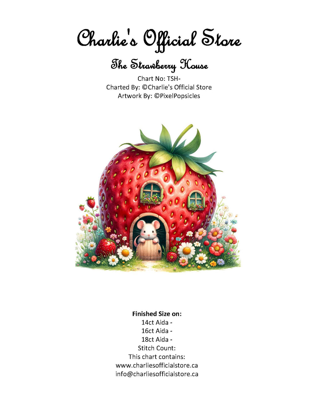 Counted Cross Stitch The Strawberry House Digital Download Charlie's Official Store