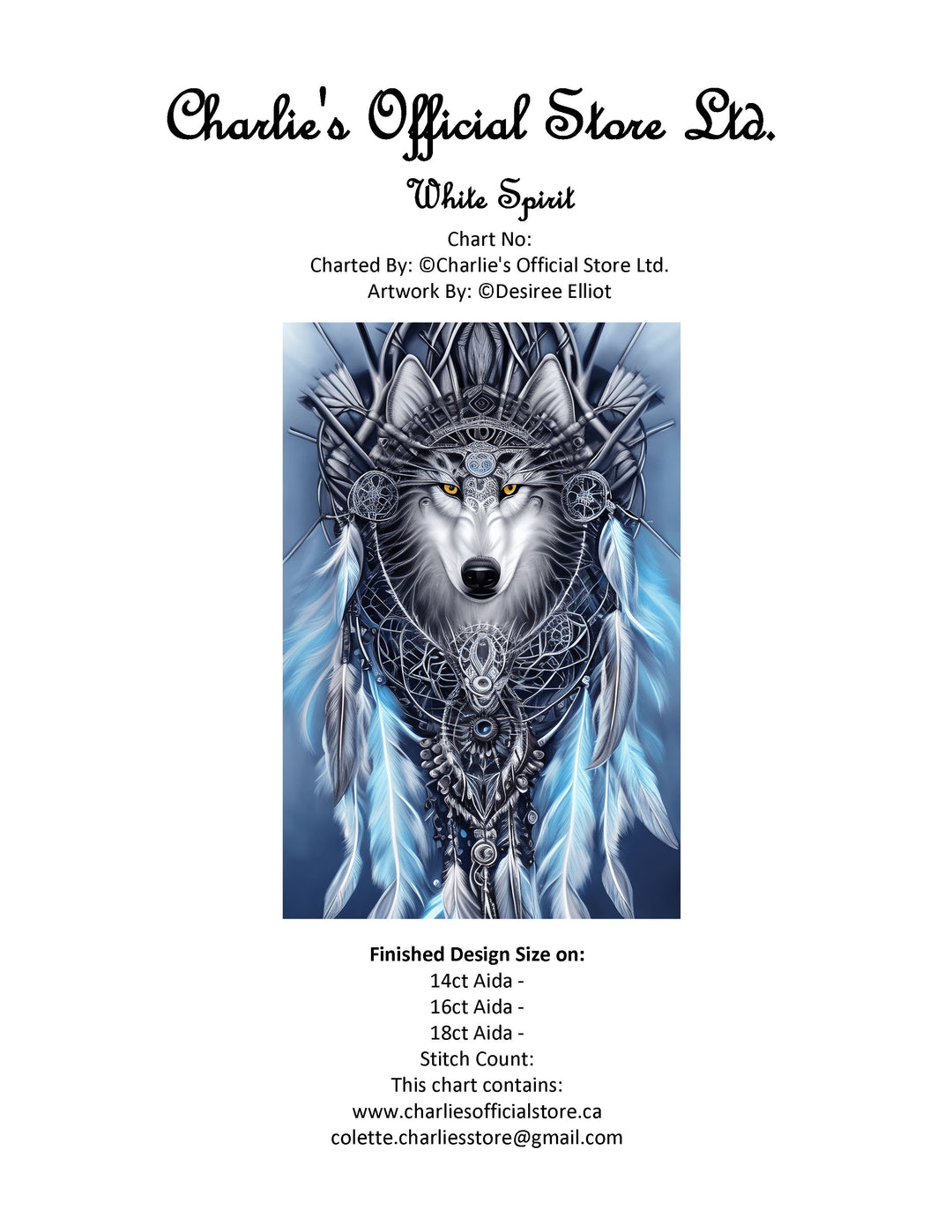 White Spirit Counted Cross Stitch Digital Download - Charlie's Diamond Painting