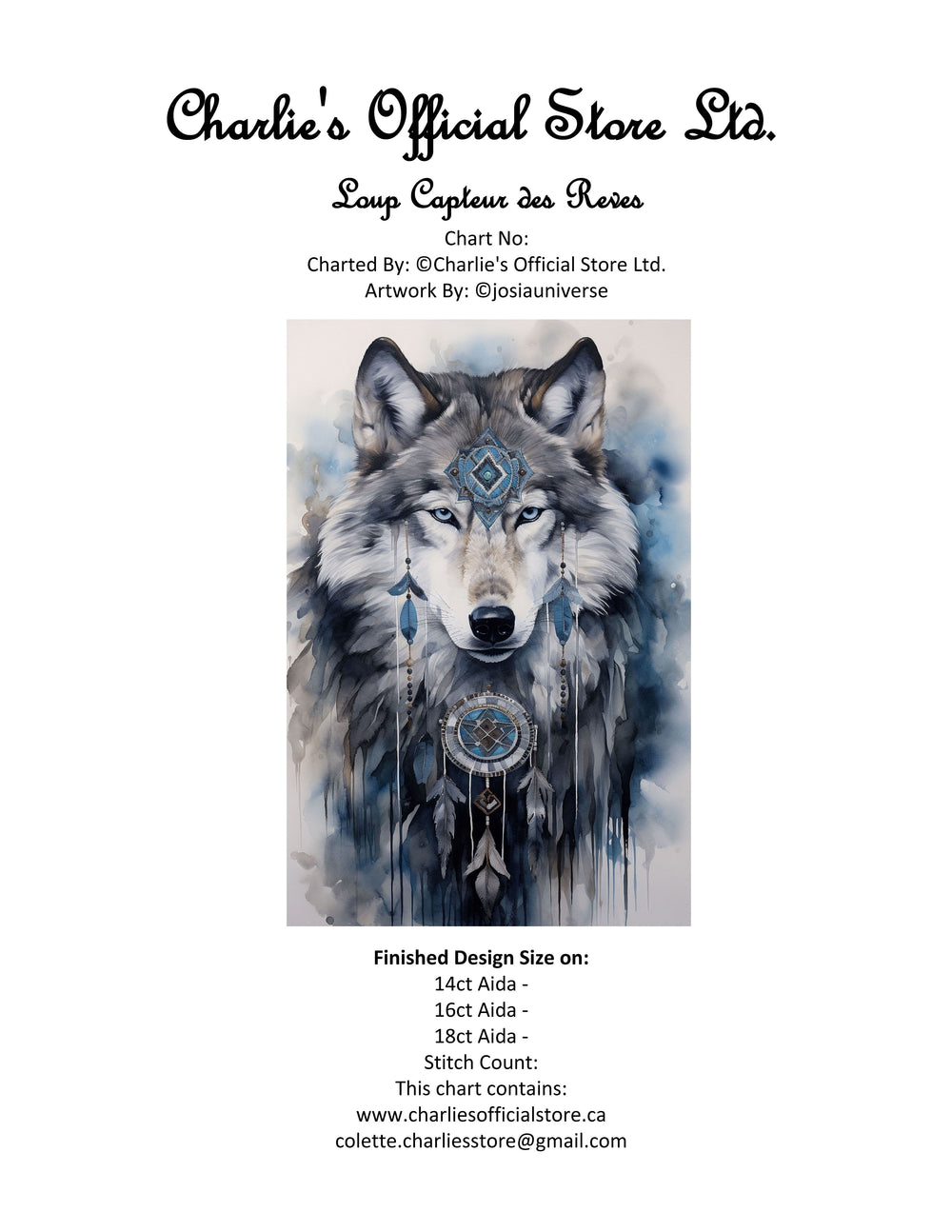 Loup Capteur de Reves Counted Cross Stitch Digital Download - Charlie's Diamond Painting