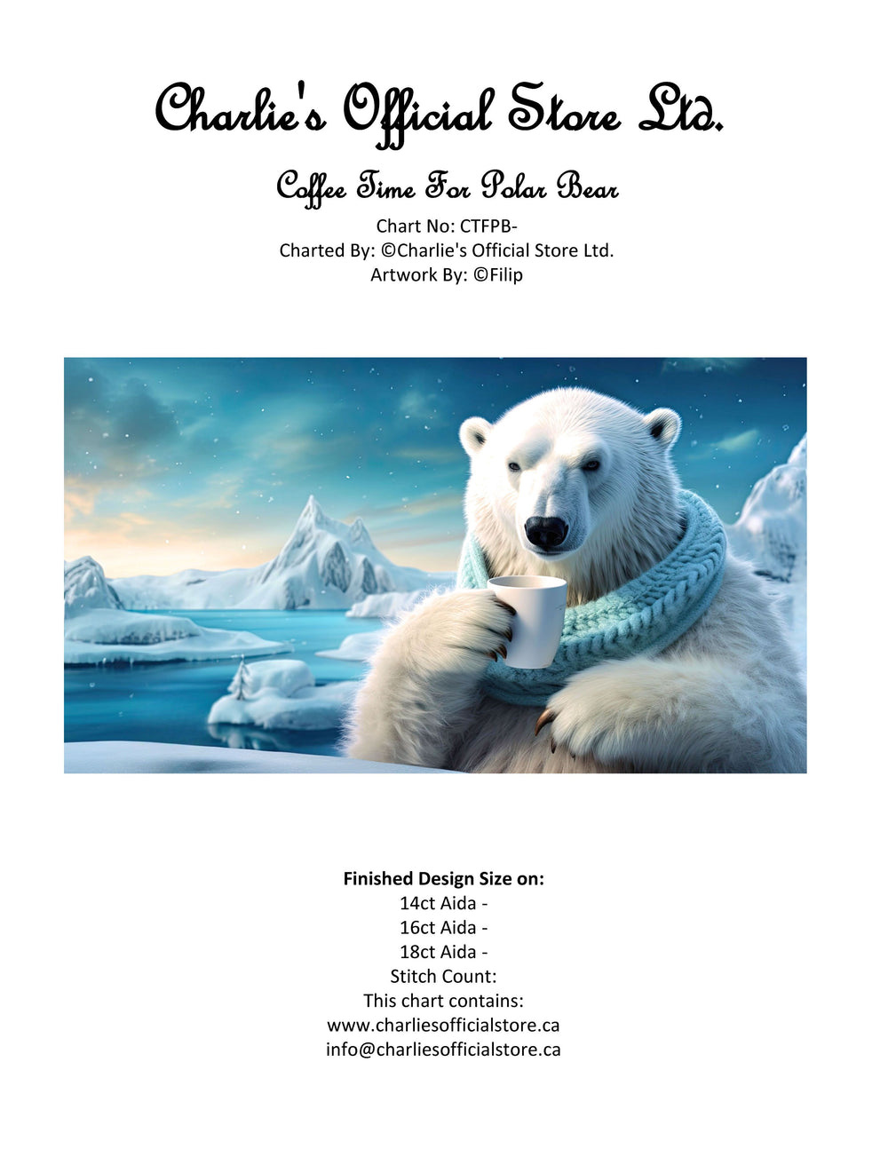 Counted Cross Stitch Coffee Time For Polar Bear Digital Download Charlie's Official Store