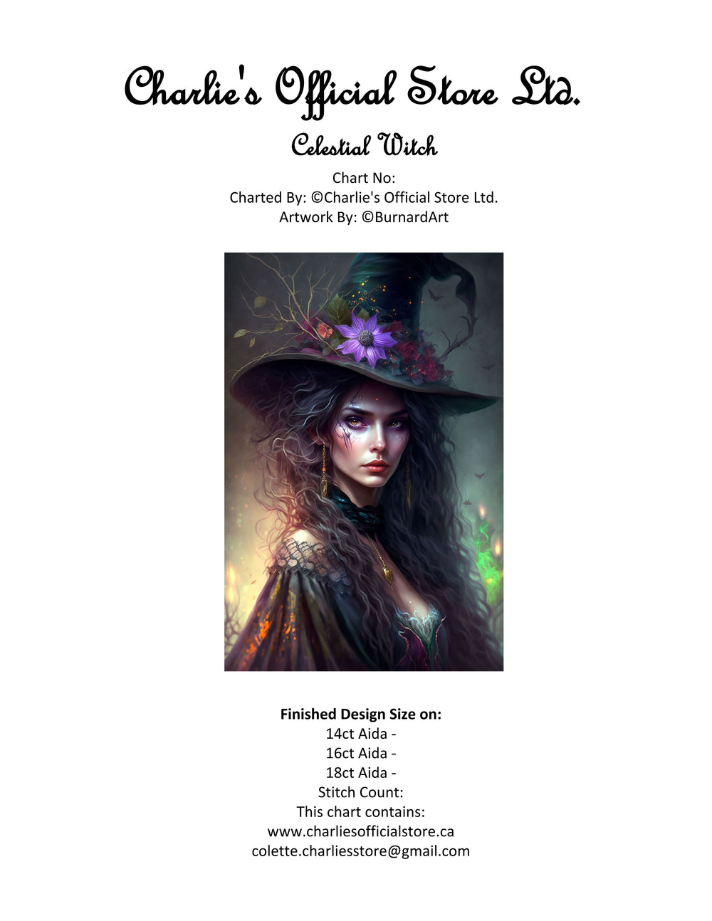 Celestial Witch Counted Cross Stitch Digital Download - Charlie's Diamond Painting