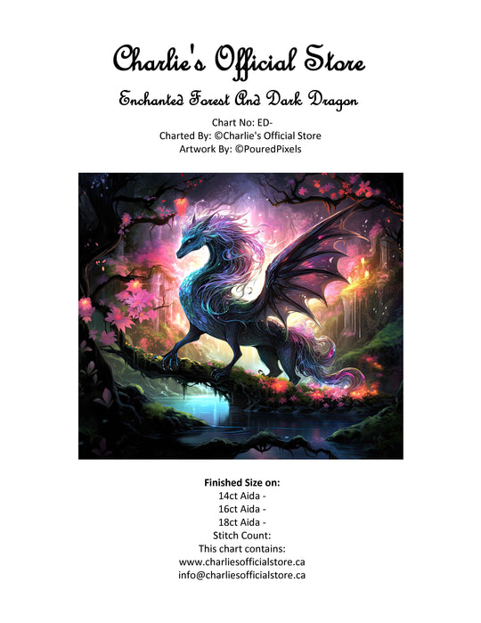 Counted Cross Stitch Enchanted Forest And Dark Dragon Digital Download Charlie's Official Store