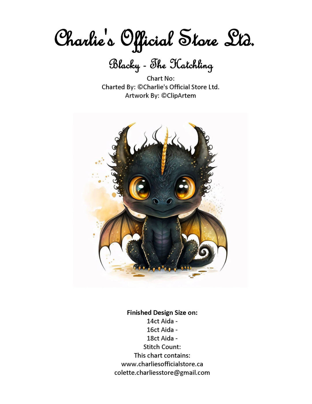 Blacky The Hatchling Counted Cross Stitch Digital Download - Charlie's Diamond Painting