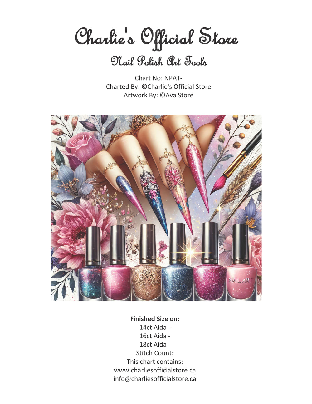 Counted Cross Stitch - Nail Polish Art Tools - Digital Download PDF File (Copy) Charlie's Official Store