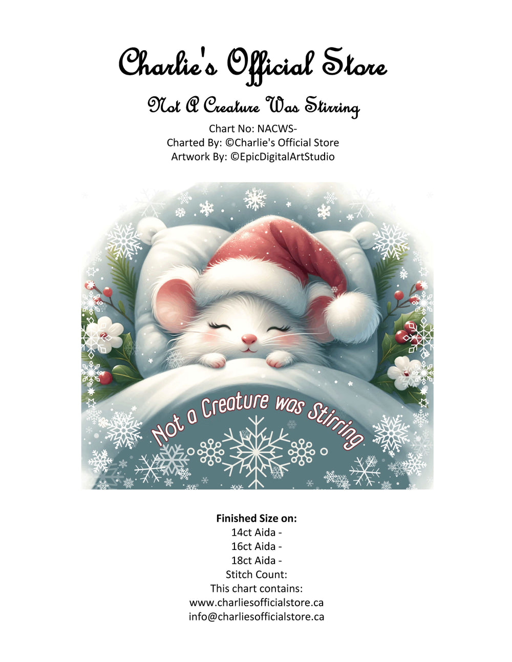 Counted Cross Stitch Not A Creature Was Stirring 11ct & 14ct Digital Download PDF Files Charlie's Official Store