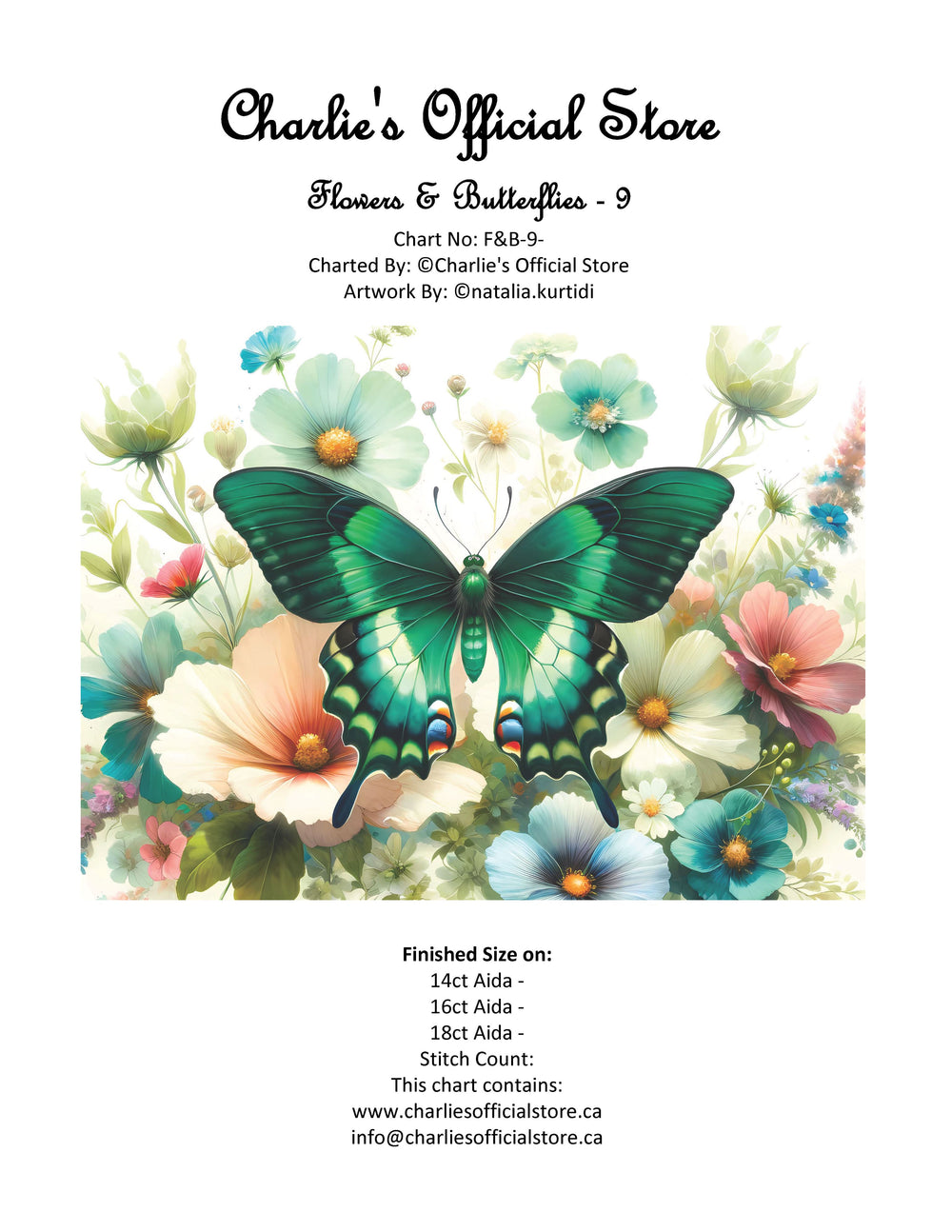 Counted Cross Stitch Flowers & Butterflies - 3 Digital Download (Copy) Charlie's Official Store