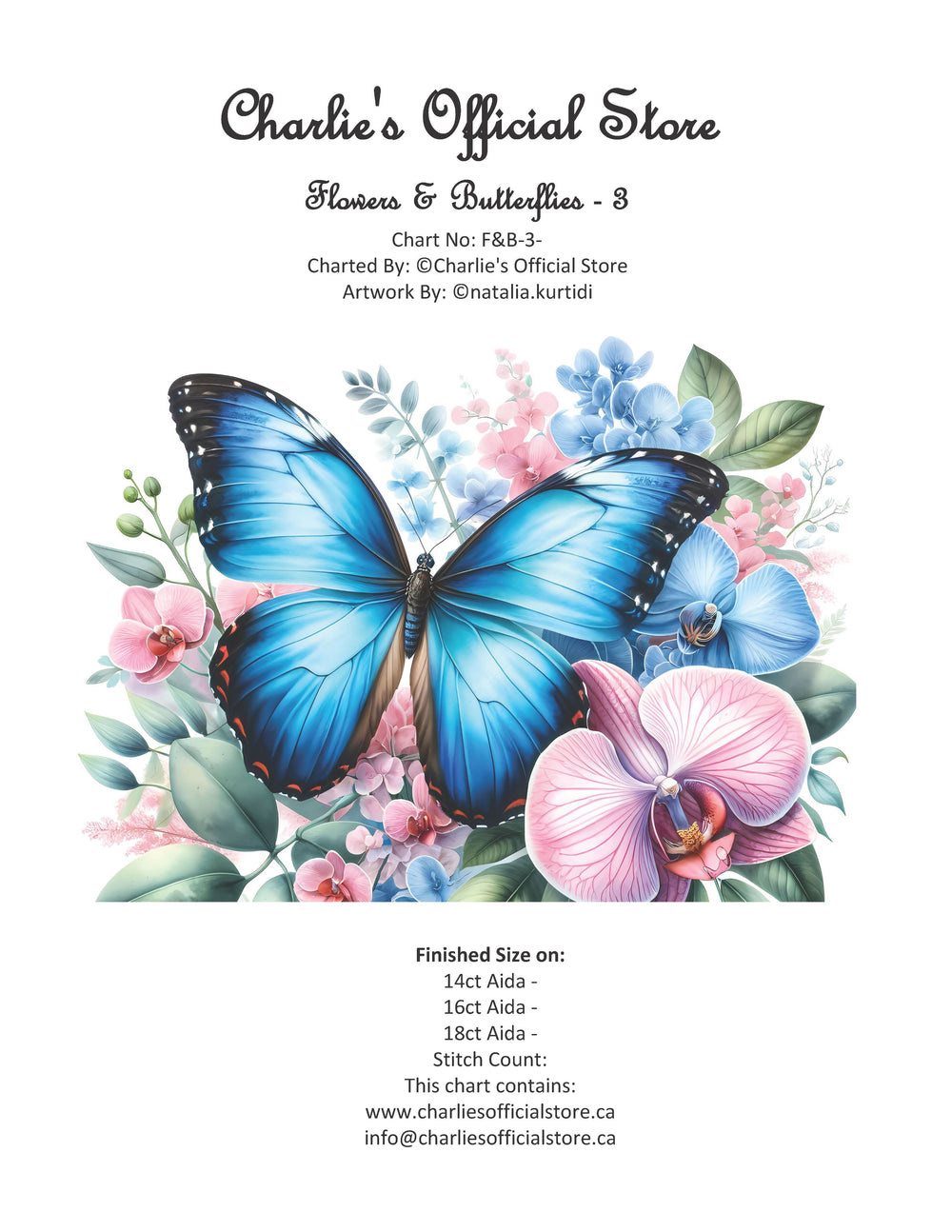 Counted Cross Stitch Flowers & Butterflies - 3 Digital Download (Copy) Charlie's Official Store