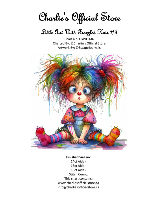 Counted Cross Stitch Little Girl With Frazzled Hair #8 Partial Coverage Digital Download PDF File Charlie's Official Store