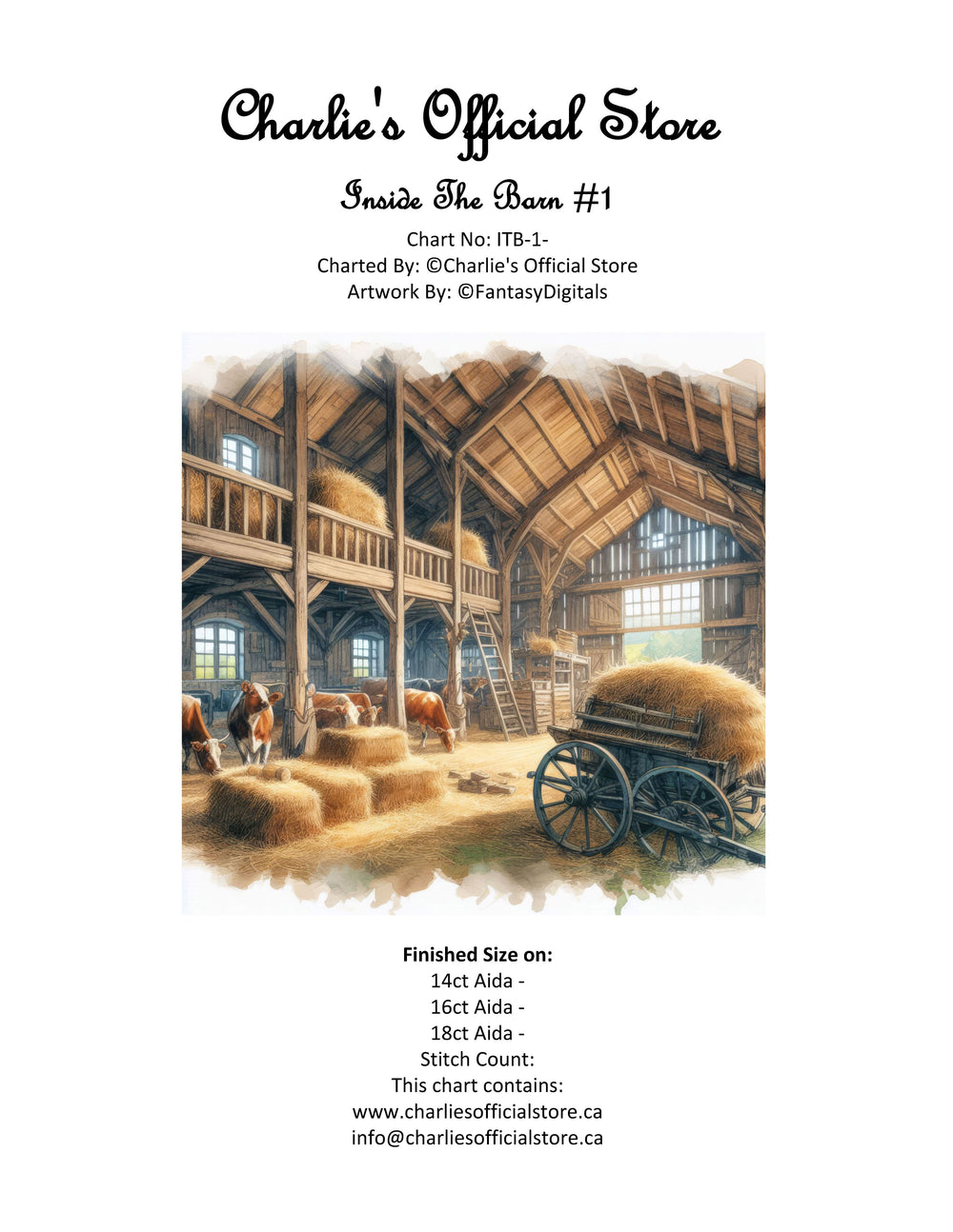 Counted Cross Stitch Inside The Barn Digital Download Charlie's Official Store