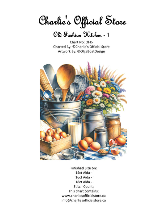 Counted Cross Stitch Old Fashion Kitchen - 1 Digital Download PDF Files Charlie's Official Store