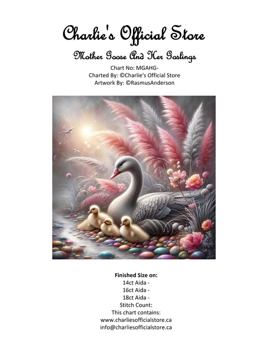 Counted Cross Stitch Mother Goose And Her Goslings Digital Download Charlie's Official Store